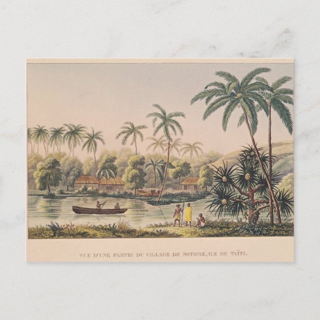 Village of Matavae, Tahiti Postcard (Front)