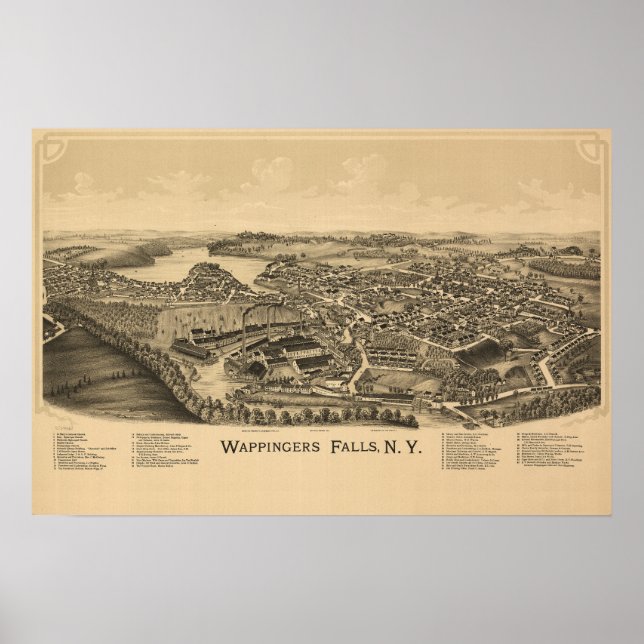Village of Wappingers Falls Town Map Poster (Front)