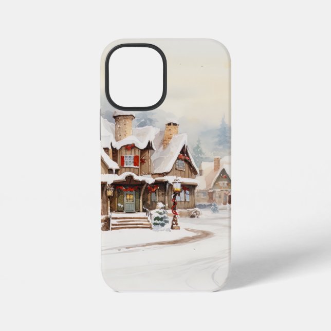 Village on a Christmas day iPhone Case (Back)