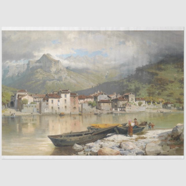 Village on Lake Como Decoupage Paper (Front)