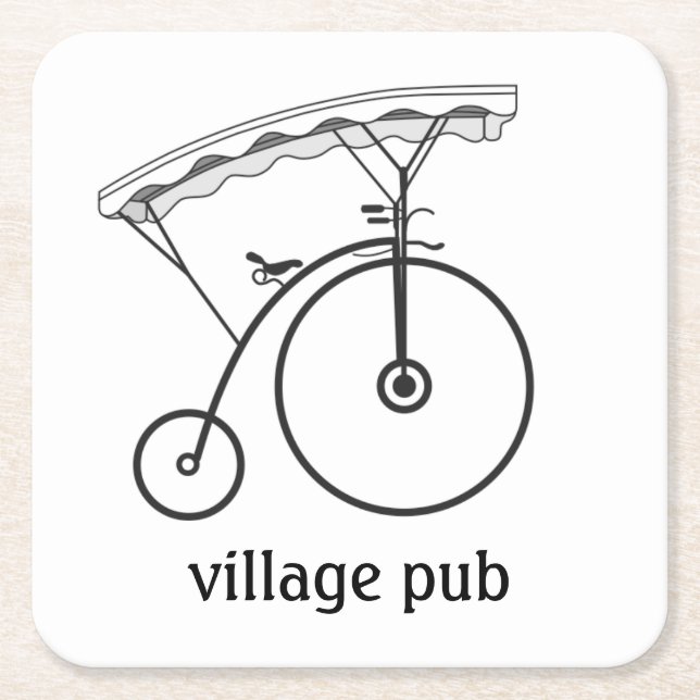 Village Pub Square Paper Coaster (Front)