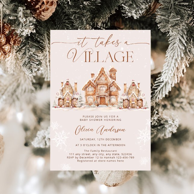 Village Snowy Winter Baby Shower Invitation (Creator Uploaded)