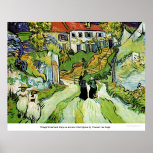 Village Street and Steps in Auvers by van Gogh Poster