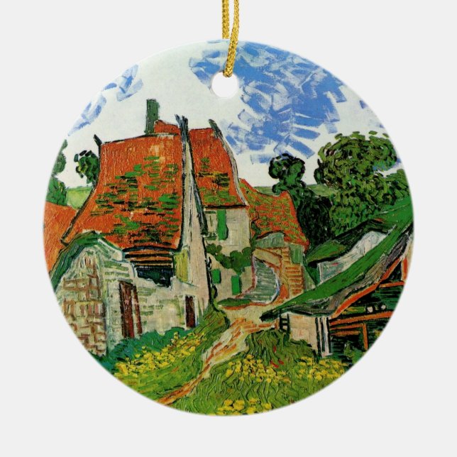 Village Street by Vincent van Gogh Ceramic Tree Decoration (Front)