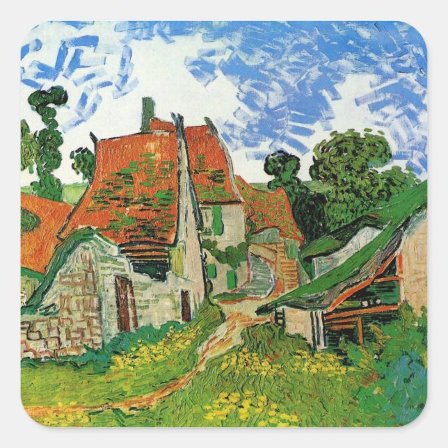 Village Street by Vincent van Gogh Square Sticker (Front)
