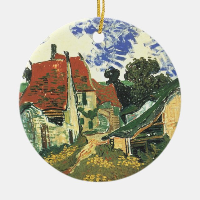 Village Street in Auvers by Vincent van Gogh Ceramic Tree Decoration (Front)