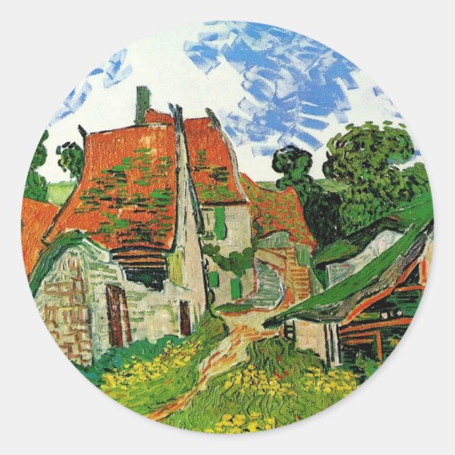Village Street in Auvers by Vincent Van Gogh Classic Round Sticker (Front)