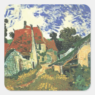 Village Street in Auvers by Vincent van Gogh Square Sticker