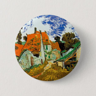 Village street in Auvers, Vincent van Gogh 6 Cm Round Badge