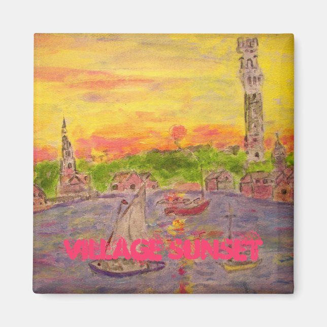village sunset art magnet (Front)