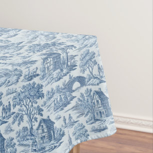 Village Toile Blue Tablecloth