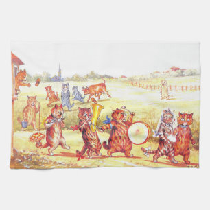 Village Wedding Cats by Louis Wain Tea Towel
