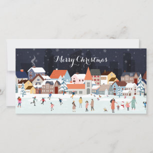 Village Winter Christmas Scene with Photo 