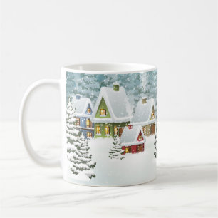 Village winter landscape with snow covered houses  coffee mug