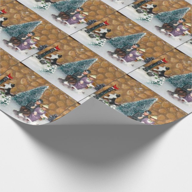 Village Winter Scene Christmas Wrapping Paper (Corner)