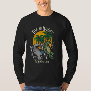 Villages Florida USA Funny Manatee and Alligator D T-Shirt