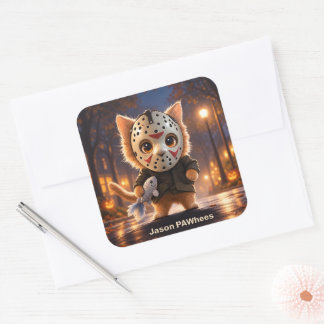 Villain Collection Cute Halloween Cat Square Sticker