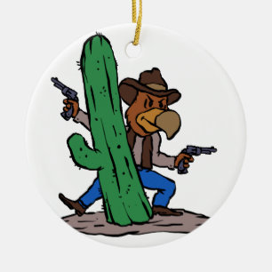 Villain Hawk cartoon   choose background colour Ceramic Tree Decoration