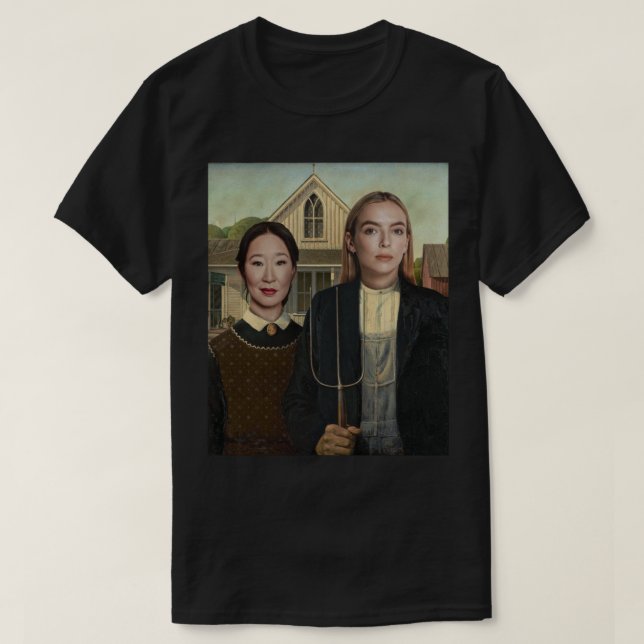 Villanelle and Eve American Gothic  Killing Eve   T-Shirt (Design Front)