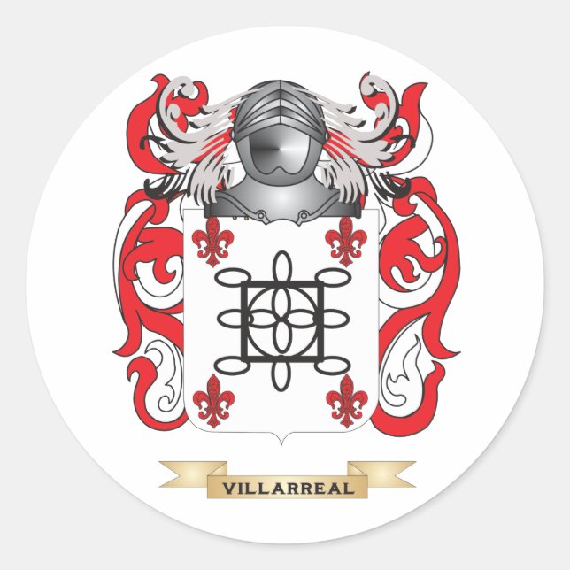 Villarreal Family Crest (Coat of Arms) Classic Round Sticker (Front)