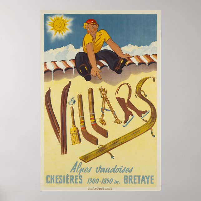 Villars,Swiss Alps, Ski Poster (Front)