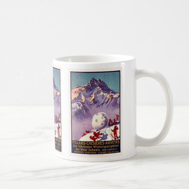 Villars, Switzerland, Vintage Travel Poster Coffee Mug (Right)