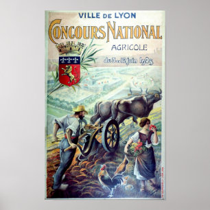 Ville De Lyon Concours National Vintage French Ad Poster