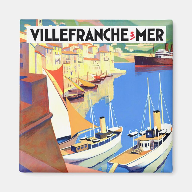 Villefranche France vintage travel Magnet (Front)