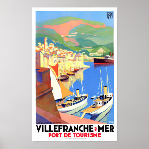 Villefranche France vintage travel Poster
