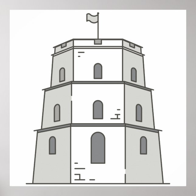 Vilnius Gediminas tower World landmarks Poster (Front)