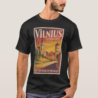 Vilnius Lithuania Illustration Travel Art Vintage T-Shirt