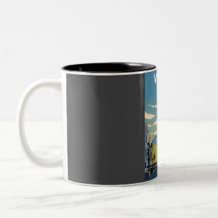 Vilnius Lithuania Vintage Retro Minimal Travel Pos Two-Tone Coffee Mug