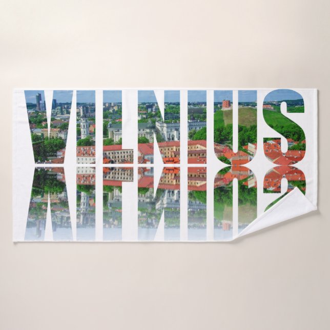Vilnius text with reflection bath towel (Bath Towel)