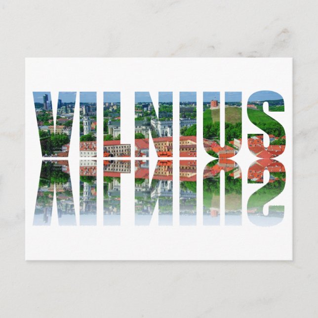 Vilnius text with reflection holiday postcard (Front)