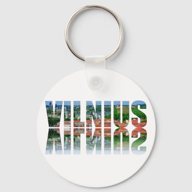 Vilnius text with reflection key ring (Front)