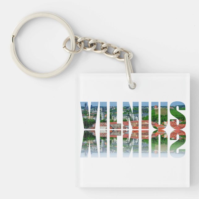 Vilnius text with reflection key ring (Front)