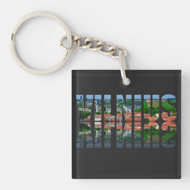 Vilnius text with reflection key ring (Front)
