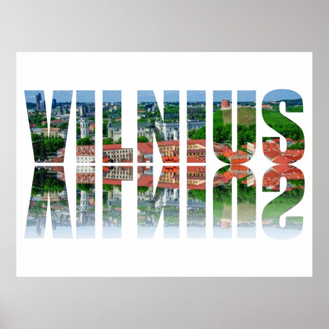 Vilnius text with reflection poster (Front)