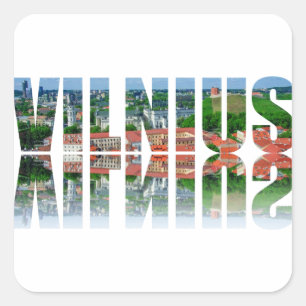 Vilnius text with reflection square sticker