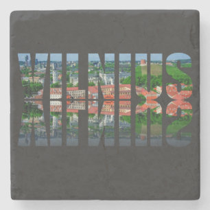 Vilnius text with reflection stone coaster