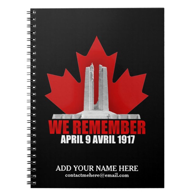 Vimy Ridge We Remember Notebook (Front)
