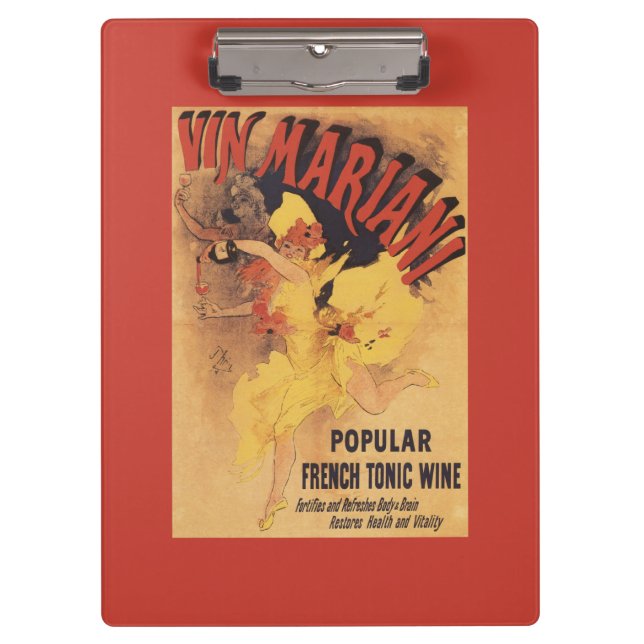 Vin Mariani Dancing Girl Pouring Wine Clipboard (Front)