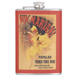 Vin Mariani Dancing Girl Pouring Wine Hip Flask