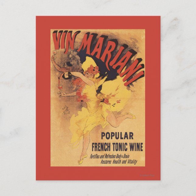 Vin Mariani Dancing Girl Pouring Wine Postcard (Front)