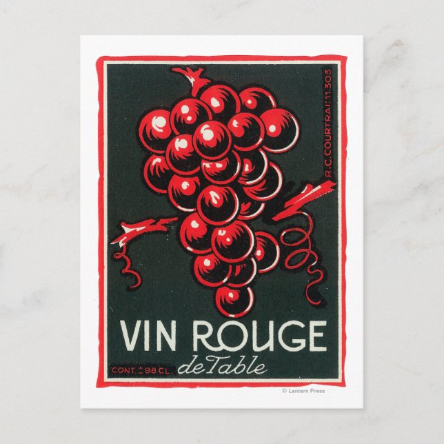 Vin Rouge De Table Wine LabelEurope Postcard (Front)