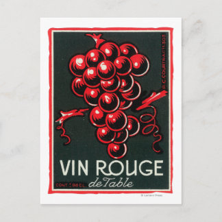 Vin Rouge De Table Wine LabelEurope Postcard