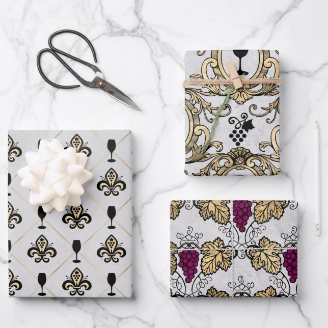 Vin Rouge French Red Wine Wrapping Paper Sheet (Front)