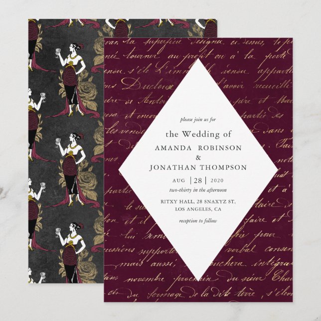 Vin Rouge Wedding Invitation (Front/Back)