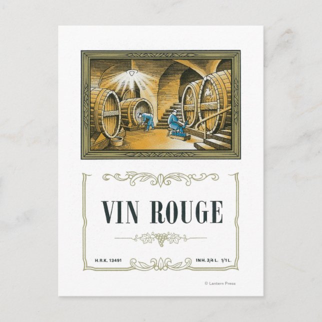 Vin Rouge Wine LabelEurope Postcard (Front)