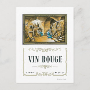 Vin Rouge Wine LabelEurope Postcard